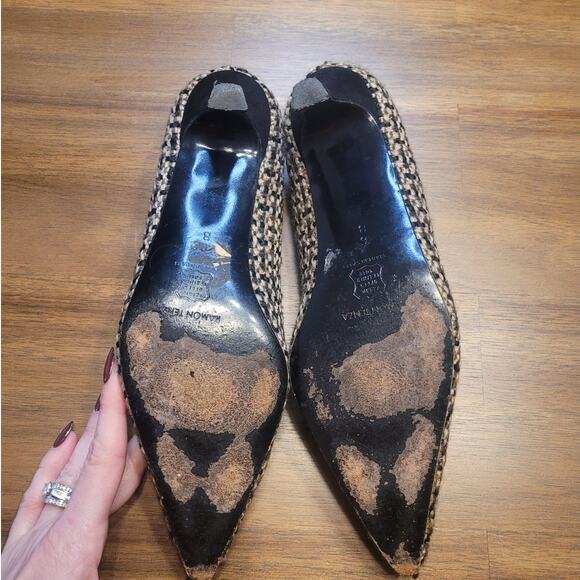 VTG Ramon Tenza 90s Y2K Kitten Heels Black Tan Pointed Toe Size 6B GUC - Picture 7 of 9